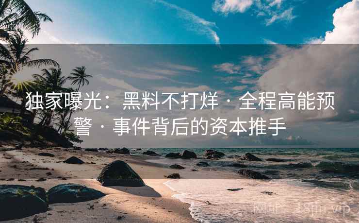 独家曝光：黑料不打烊 · 全程高能预警 · 事件背后的资本推手
